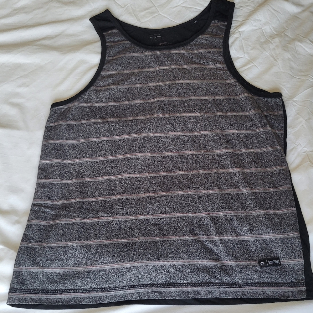 Men's Black and Gray Striped Tank Top